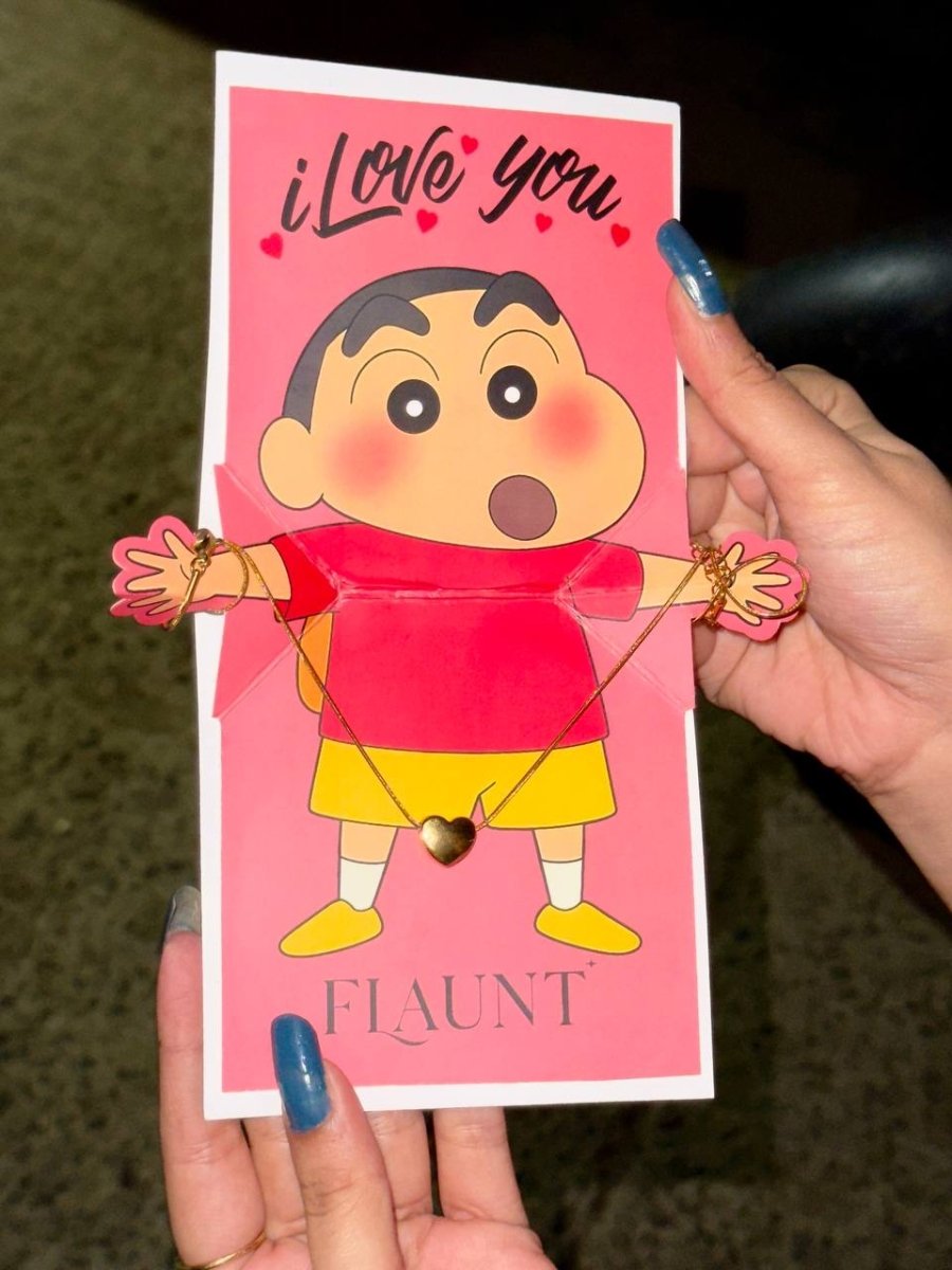 Shinchan I Love You Card with Heart Necklace - Flaunt