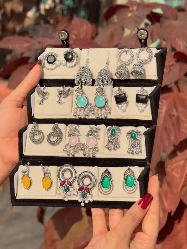 12 - Piece Oxidized Earrings Set + Free Jewelry Box - Flaunt