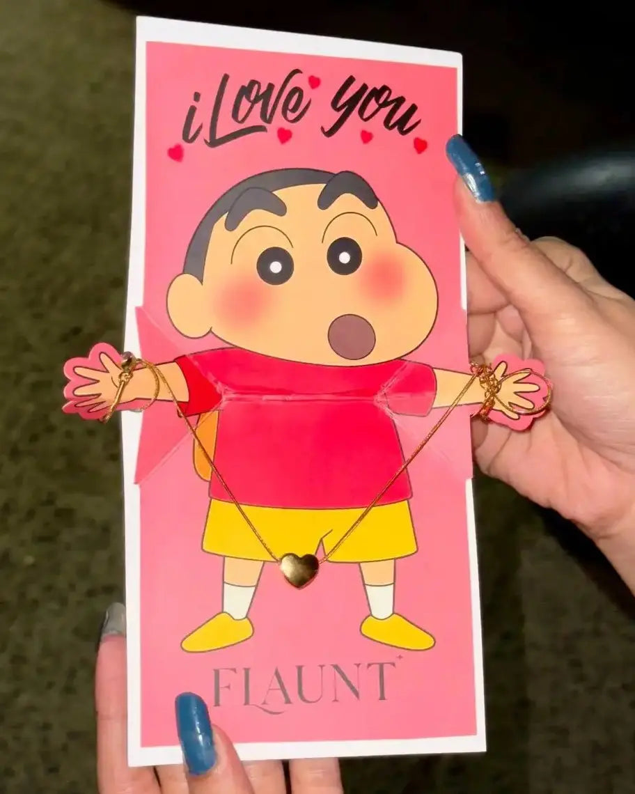 Shinchan I Love You Card with Heart Necklace